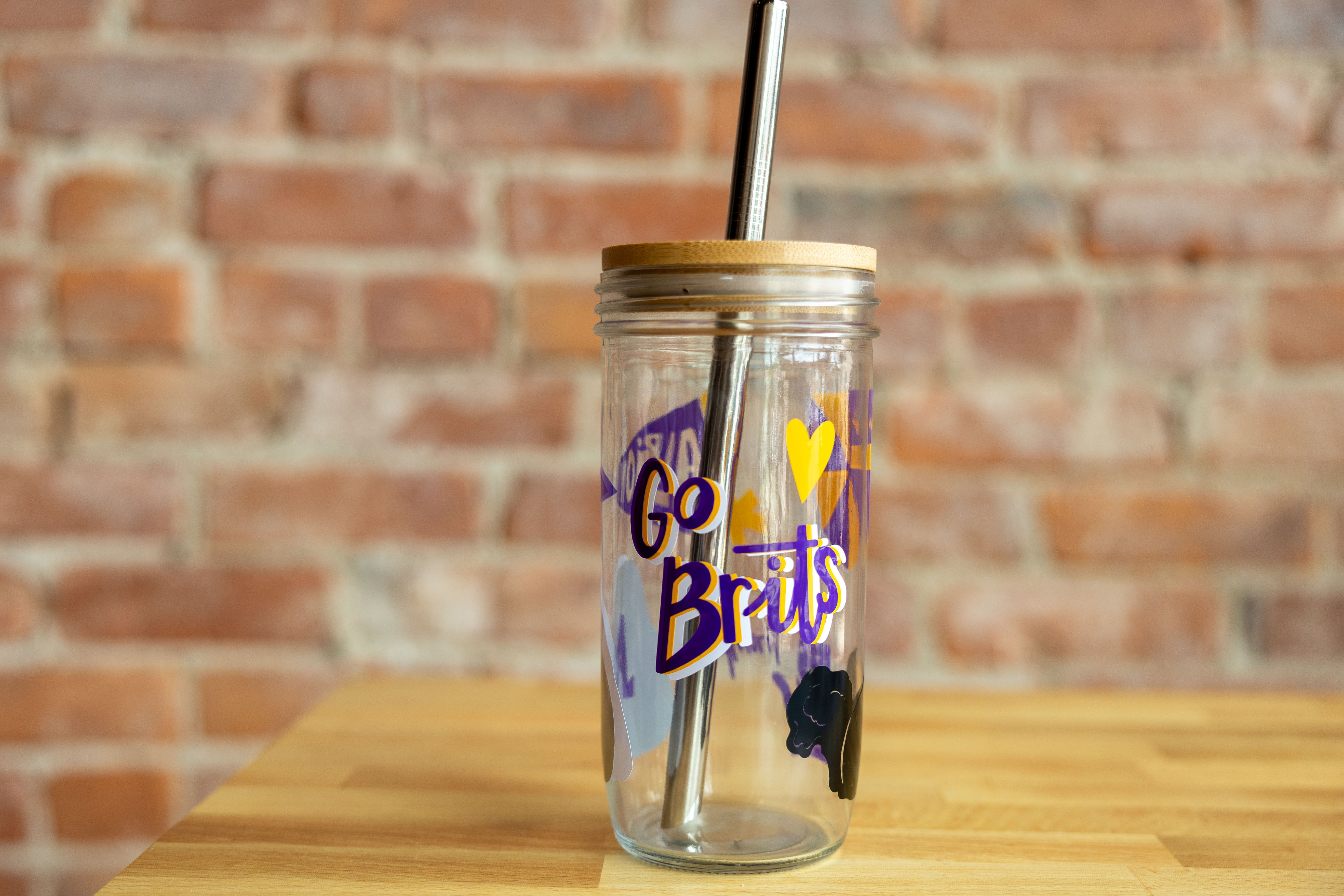Go Brits Doodle Glass Tumbler