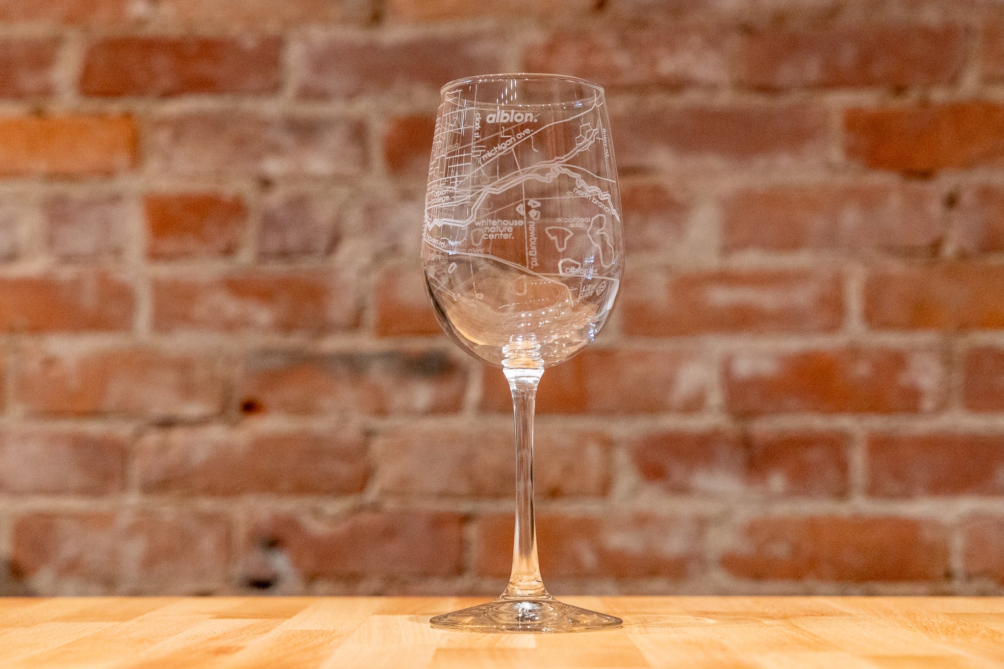 Albion Map Stemmed Wine Glass