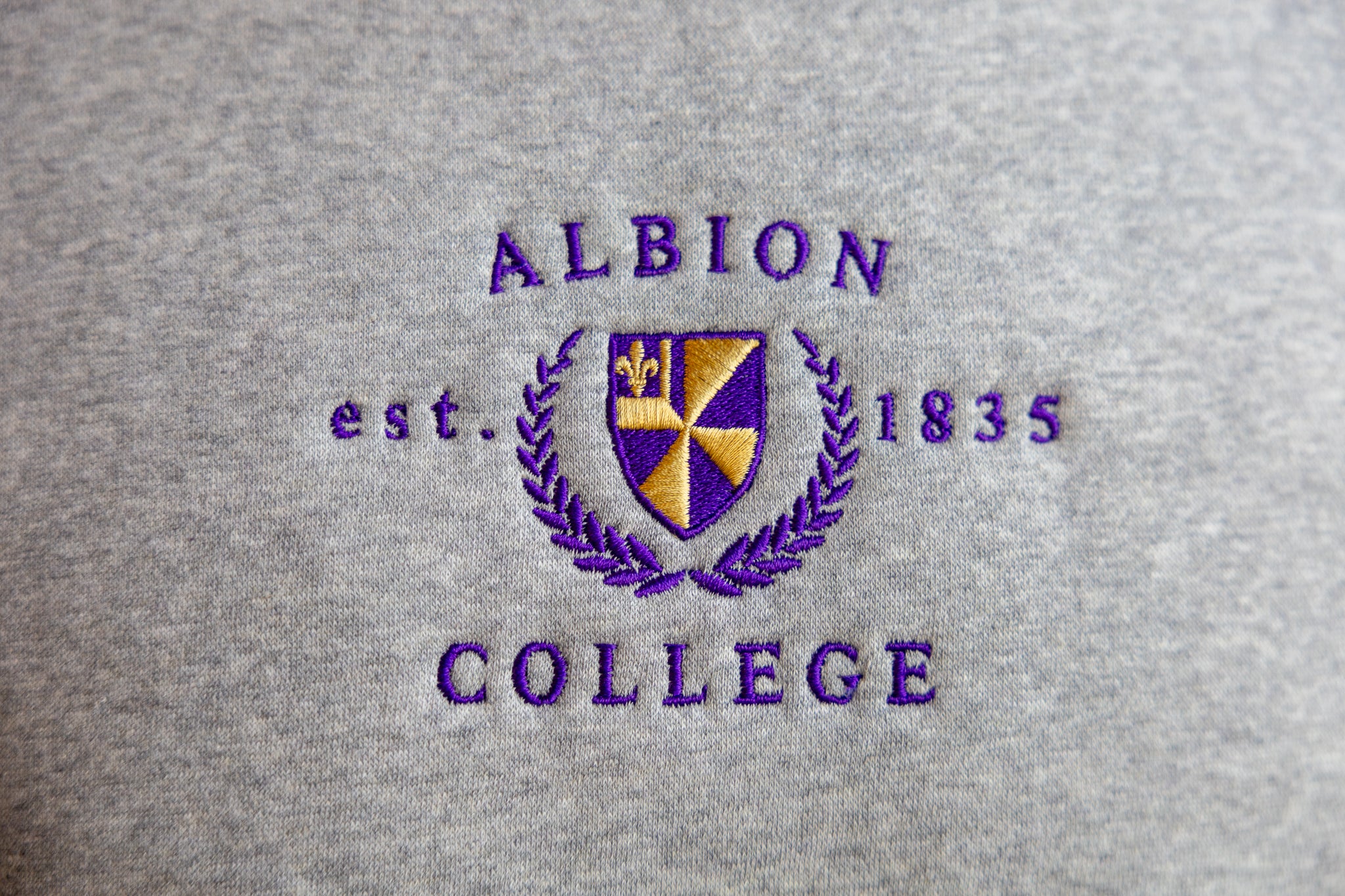 Embroidered Grey Albion College Crewneck