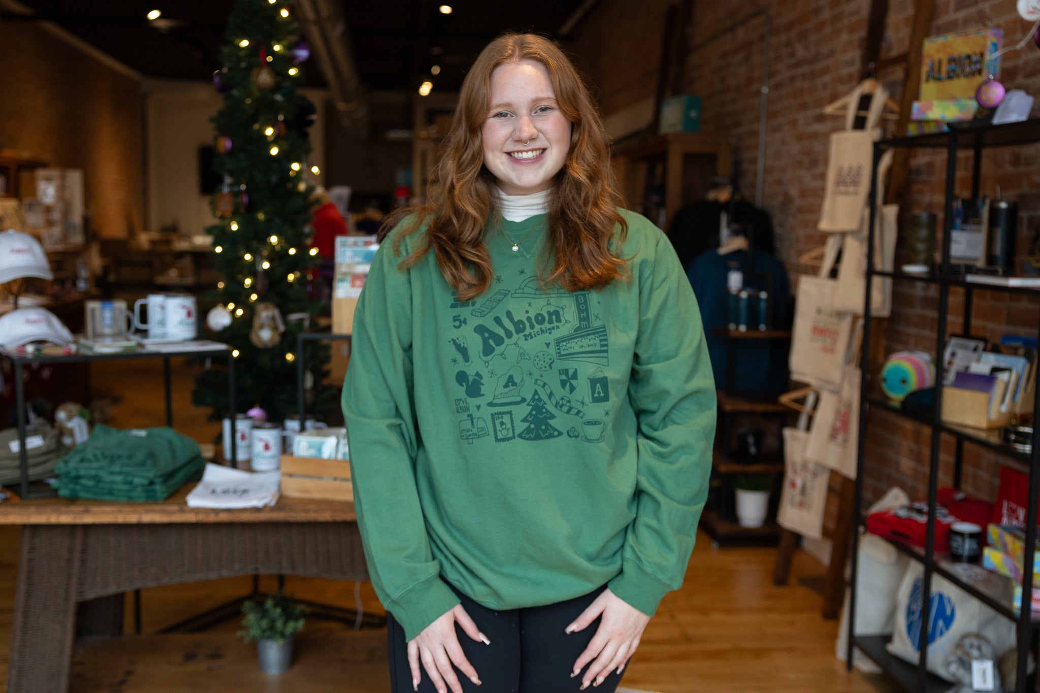 Holiday Albion, Michigan Doodle Crewneck