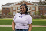 Albion College Purple Patchwork Cropped Tee