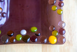 Purple Square Glass Tray by Nancy Doyal