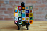 Multicolored  Small Square Glass Tray by Nancy Doyal