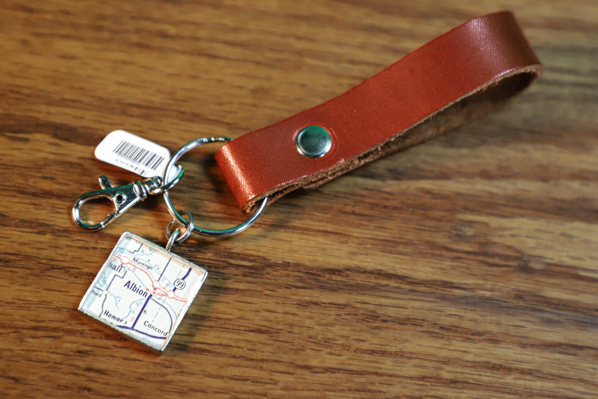 Leather Map Key Chains -Chella's Collection