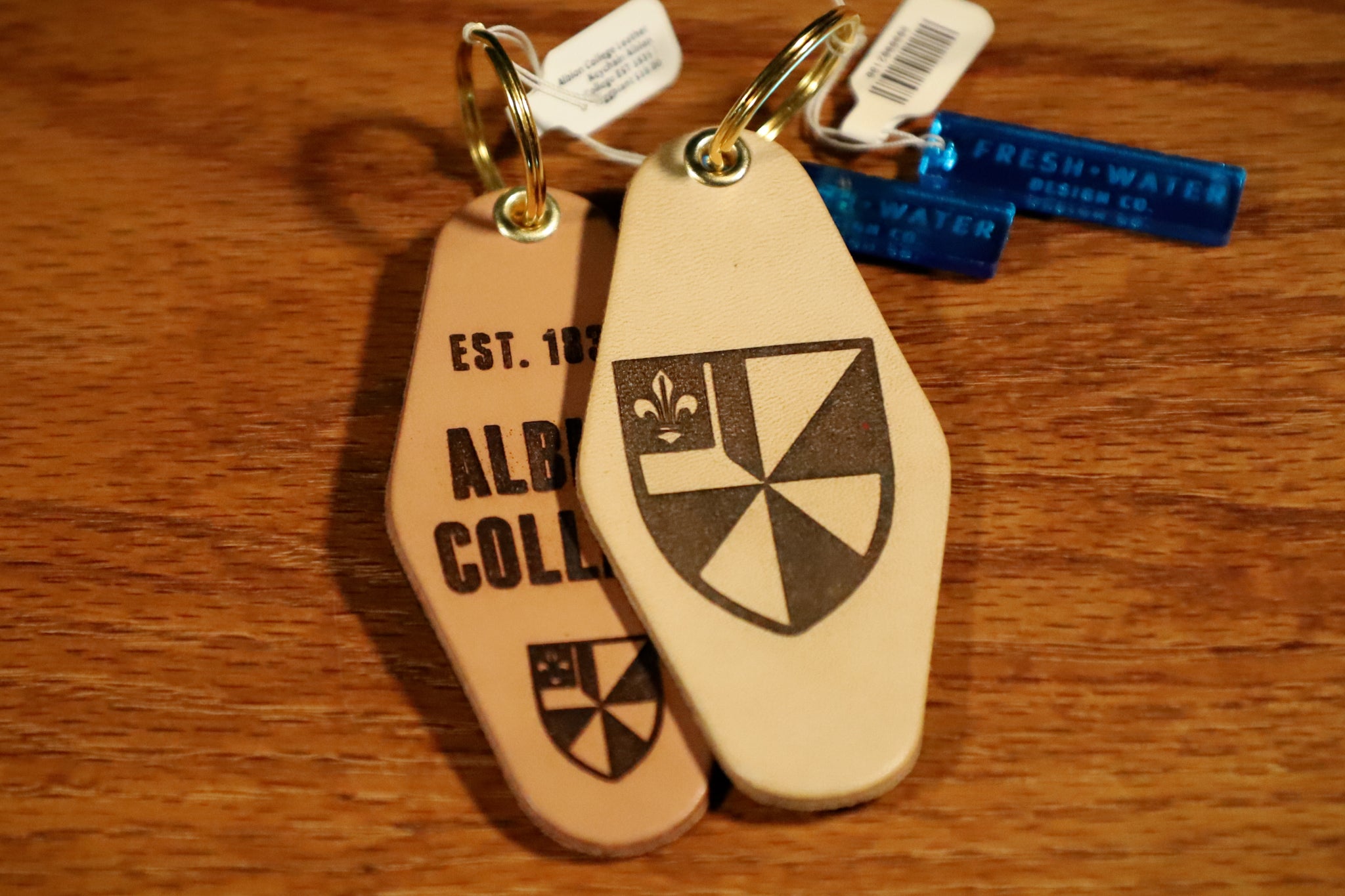 Albion College Leather Keychain