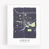 Albion MI Map - Watercolor Map Poster