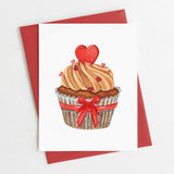 Valentine Cupcake, Happy Valentine's Day Card, Baked Treats