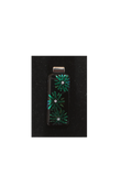 Black with Green Flower Etched and Cubic Zirconia High Glass Pendant By Bobbie VanEck