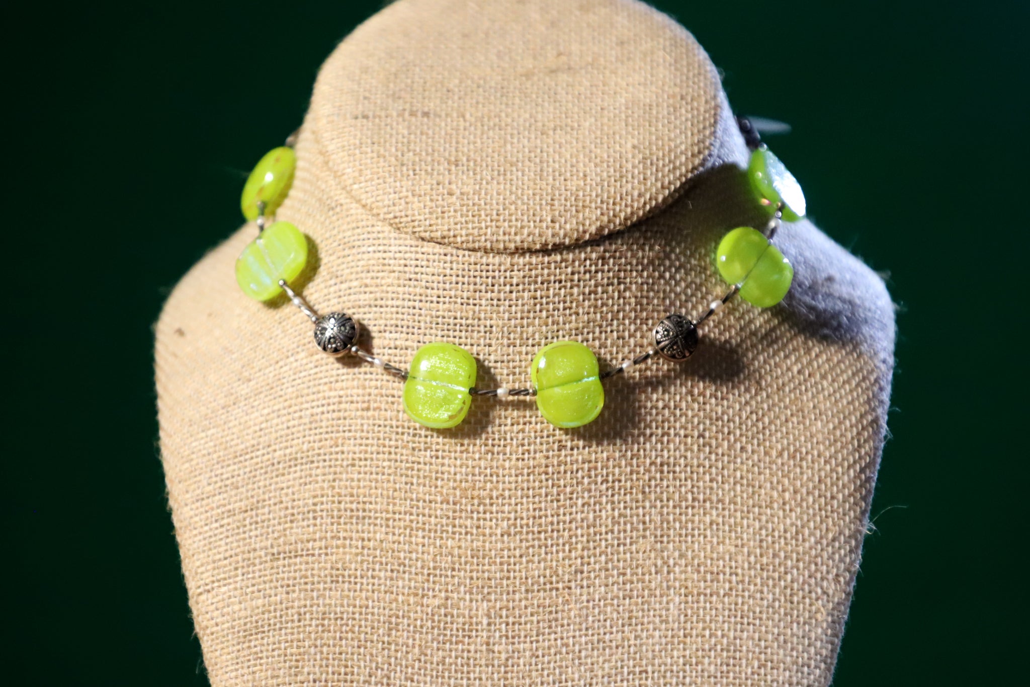 Lime Green Color High Glass Bead Bracelet By Bobbie VanEck