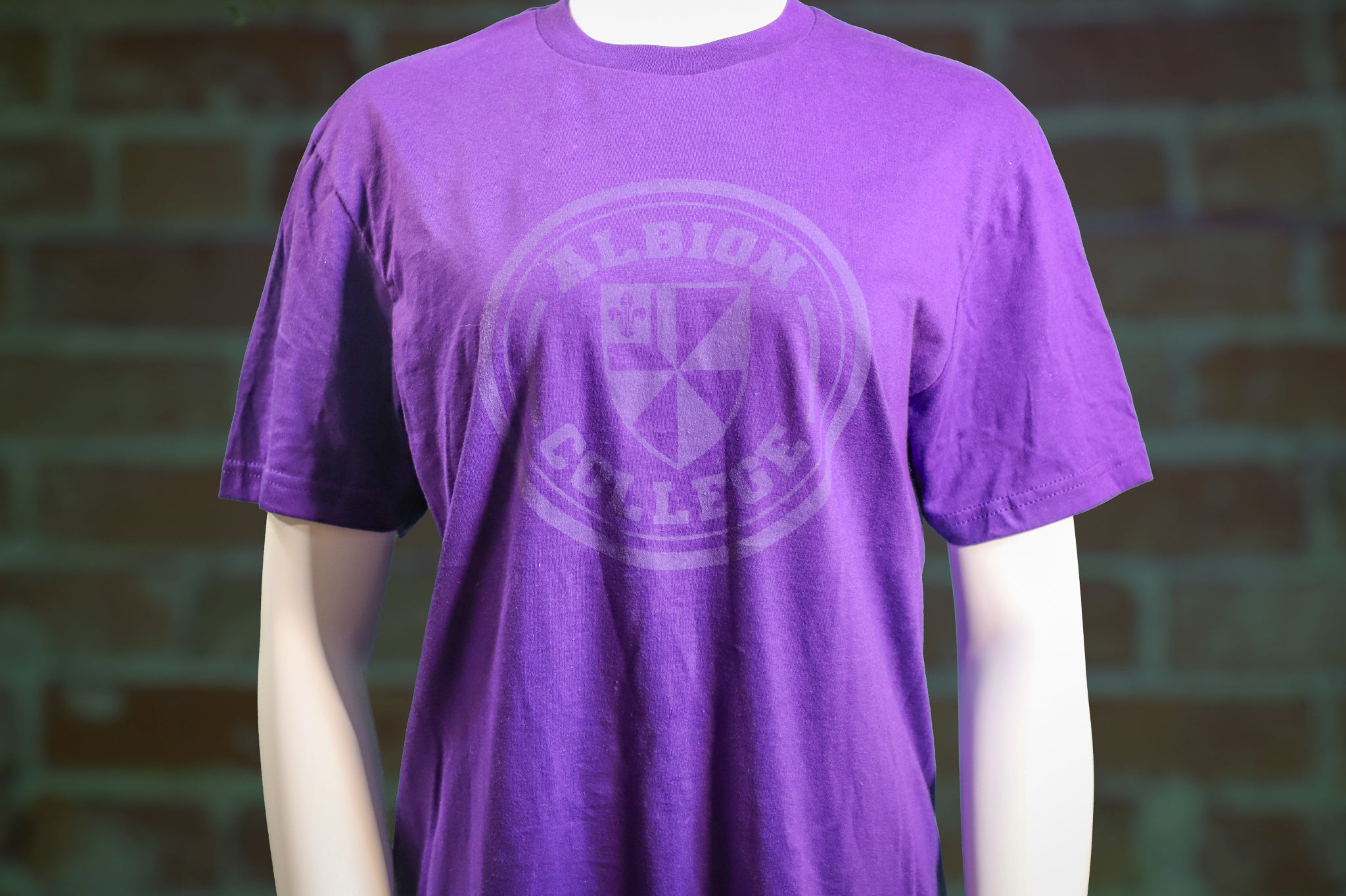 Purple Albion College Shield T-Shirt