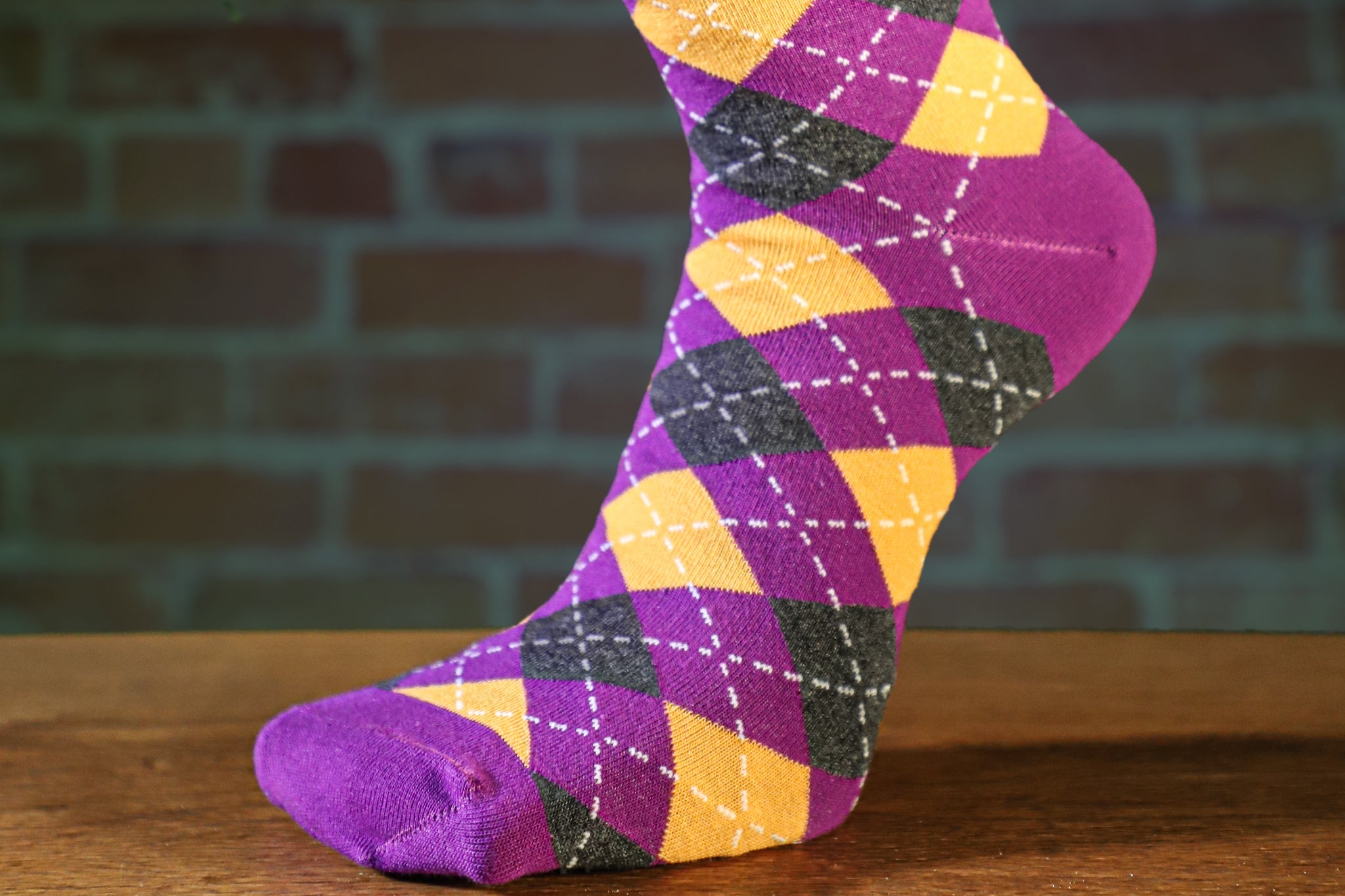 Dress Socks - Unisex Gray with Purple and Gold Shields Dress Socks - Unisex Gray with Purple and Gold Shields