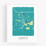 Albion MI Map - Watercolor Map Poster