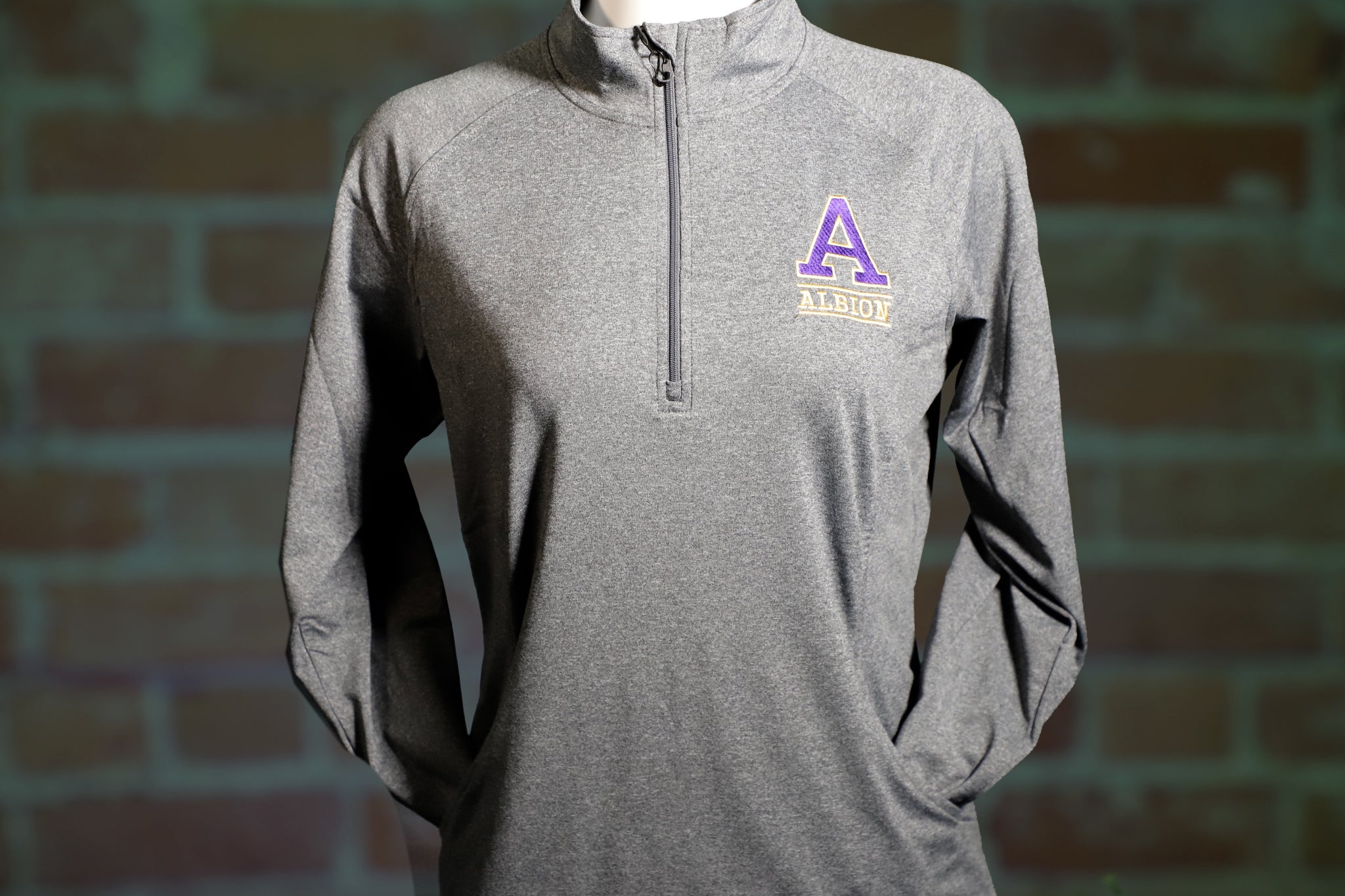 Performance Pullover Jacket for Women - 1/4 Zip Embroidered Albion College  A - Small